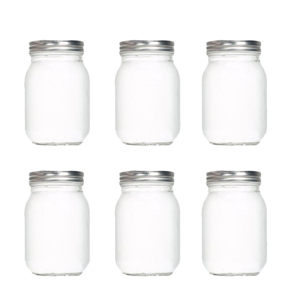 Food Storage Glass Jar - 6 adet şeffaf yuvarlak cam kavanoz