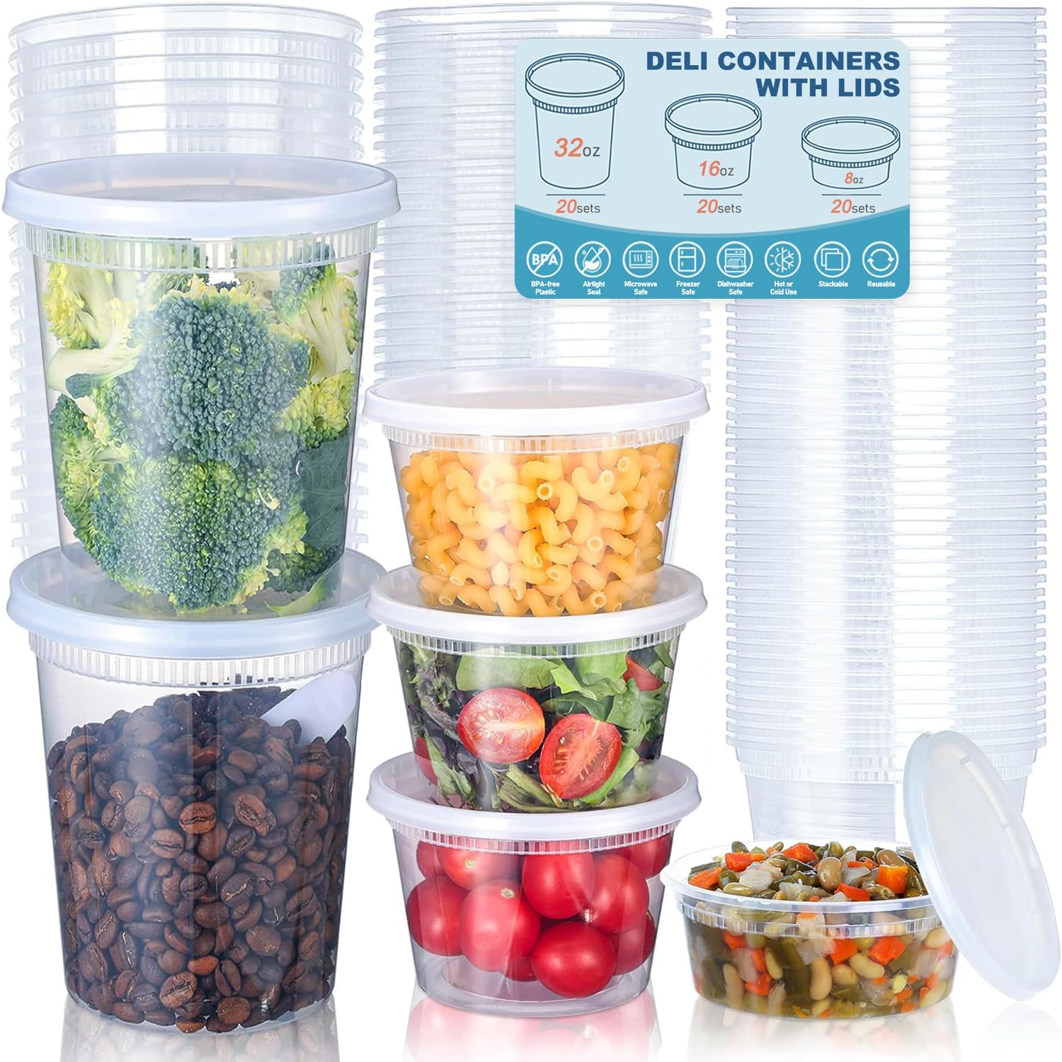 Food Storage Freezer - 24 adet Şarküteri Gıda Saklama Kapları