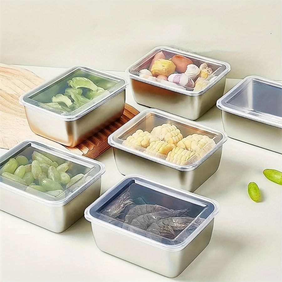 Food Storage Square Containers - 1/3/5 adet paslanmaz çelik gıda saklama