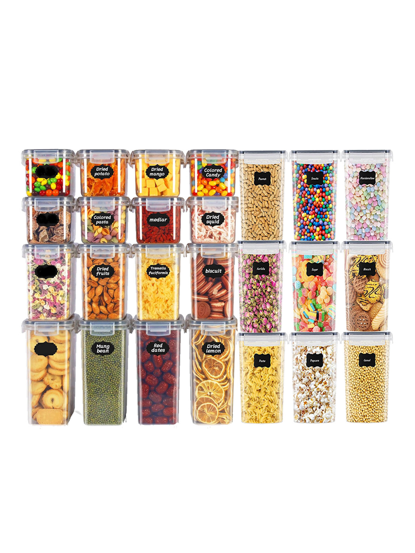 Food Storage Canister - 48 adet, Kapaklı Mühürlü Gıda Saklama